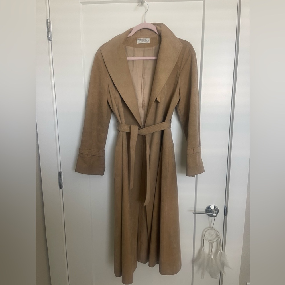 Vintage Camel Ultra Suede Trench Coat